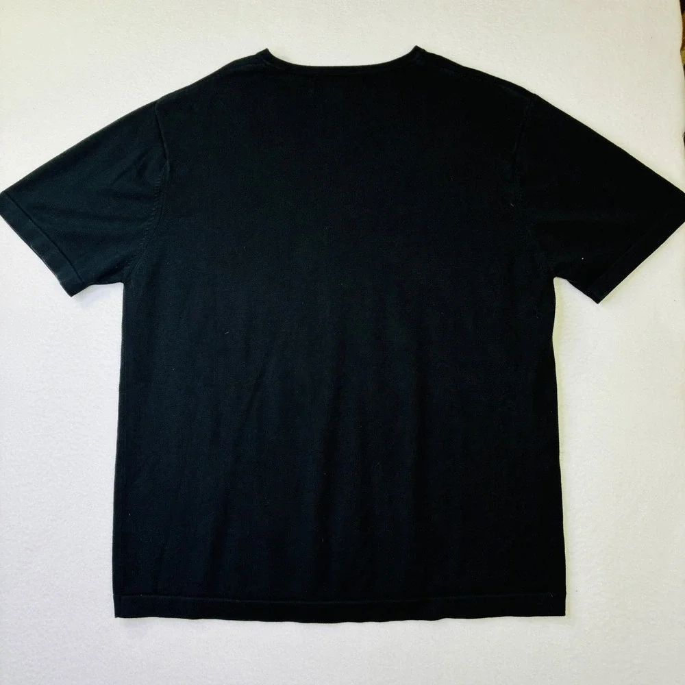 Banana Republic Mens XL Black V-Neck Short Sleeve 100% Cotton Knit Sweater Tee